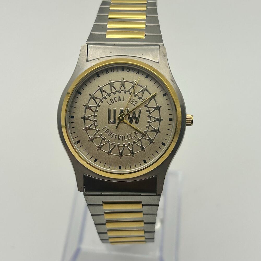 Vintage Bulova Men's Two- tone UAW Local 882 Louisville KY Watch Working